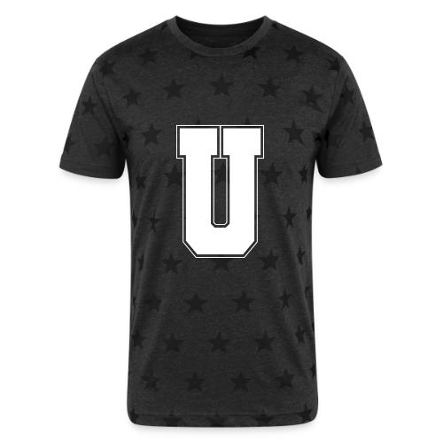 White Letter U – Varsity Alphabet Monogram - Unisex Adult Star Printed T-Shirt