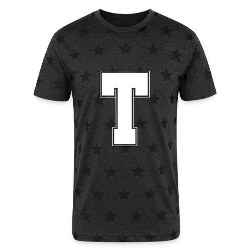 White Letter T – Varsity Alphabet Monogram - Unisex Adult Star Printed T-Shirt