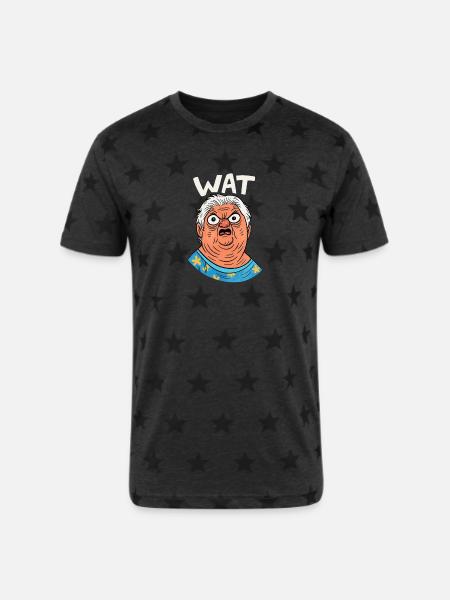 Granny Surprised - Unisex Adult Star Printed T-Shirt - charcoal star