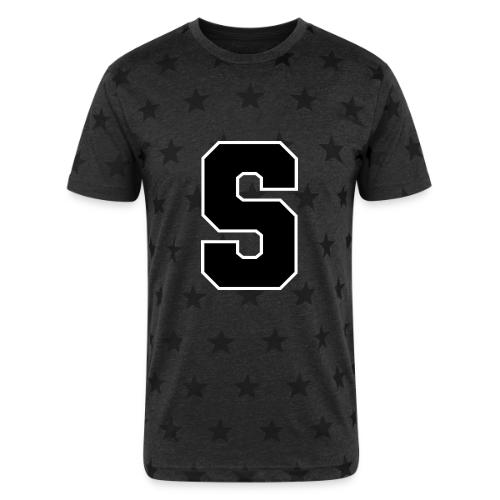 Varsity Letter S Collegiate Alphabet Art - Unisex Adult Star Printed T-Shirt