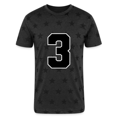 Varsity Number 3 Athletic Font - Unisex Adult Star Printed T-Shirt