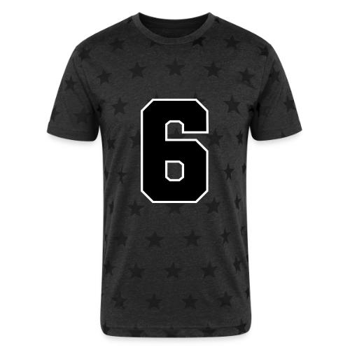Varsity Number 6 Sports Font - Unisex Adult Star Printed T-Shirt