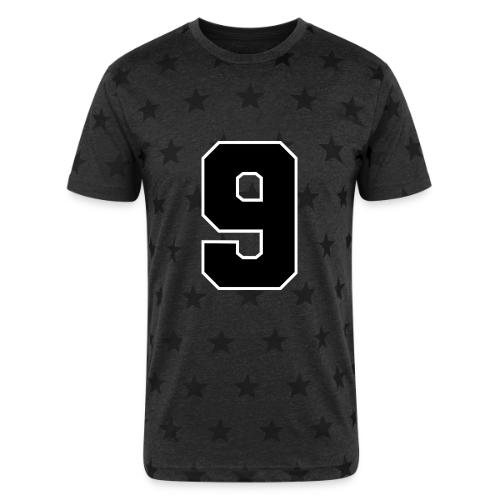 Varsity Number 9 Athletic Font - Unisex Adult Star Printed T-Shirt