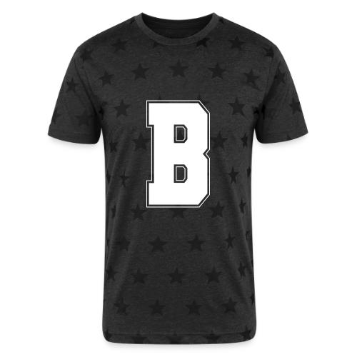 White Letter B – Varsity Alphabet Monogram - Unisex Adult Star Printed T-Shirt