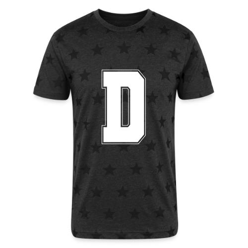 White Letter D – Varsity Alphabet Monogram - Unisex Adult Star Printed T-Shirt