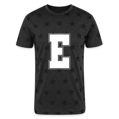 White Letter E – Varsity Alphabet Monogram - Unisex Adult Star Printed T-Shirt