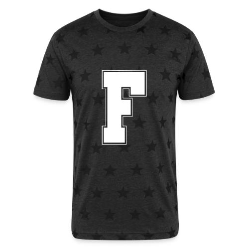 White Letter F – Varsity Alphabet Monogram - Unisex Adult Star Printed T-Shirt