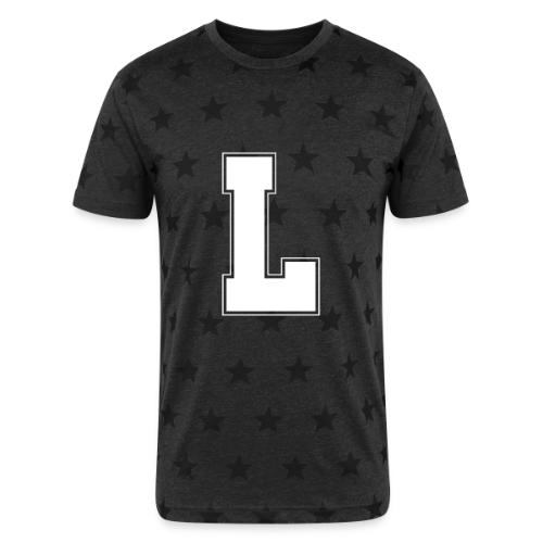 White Letter L – Varsity Alphabet Monogram - Unisex Adult Star Printed T-Shirt