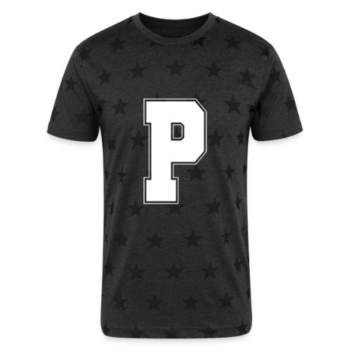 White Letter P – Varsity Alphabet Monogram - Unisex Adult Star Printed T-Shirt