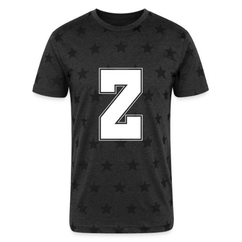 White Letter Z – Varsity Alphabet Monogram - Unisex Adult Star Printed T-Shirt