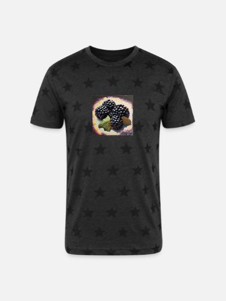 Berries and style - Unisex Adult Star Printed T-Shirt - charcoal star