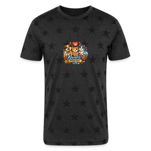 Pet Lover Forever Cute Cats & Dogs - Unisex Adult Star Printed T-Shirt