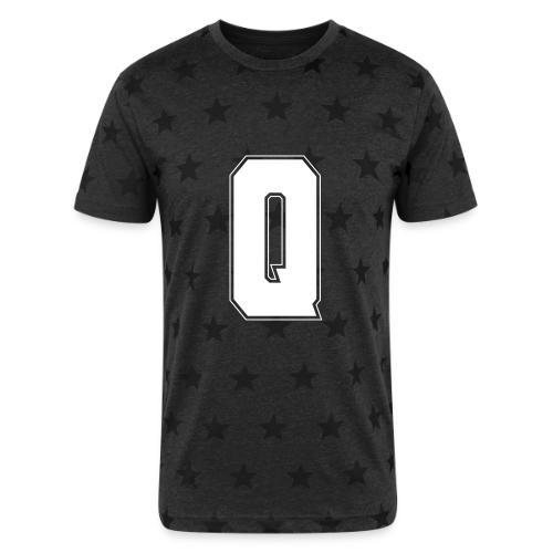 White Letter Q – Varsity Alphabet Monogram - Unisex Adult Star Printed T-Shirt