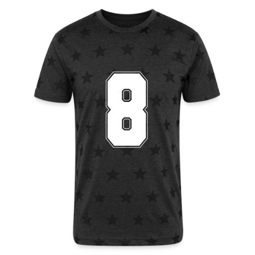 White Number 8 – Varsity Font - Unisex Adult Star Printed T-Shirt