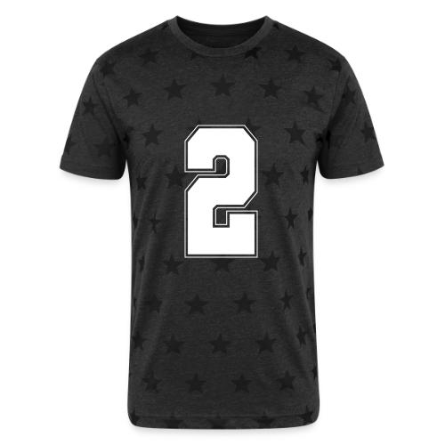 White Number 2 – Varsity Font - Unisex Adult Star Printed T-Shirt