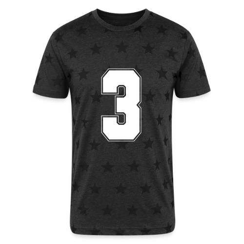 White Number 3 – Varsity Font - Unisex Adult Star Printed T-Shirt
