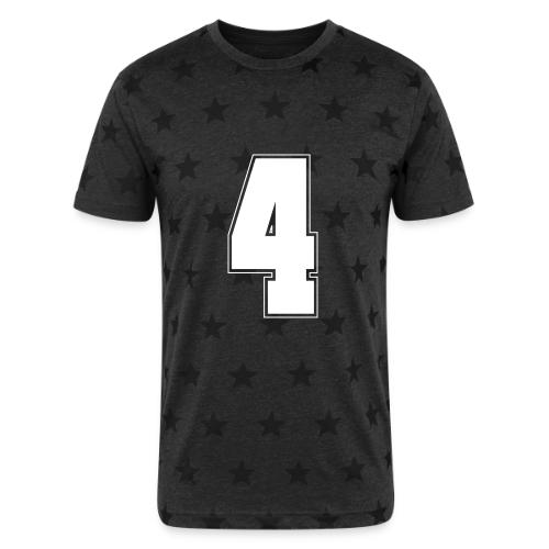 White Number 4 – Varsity Font - Unisex Adult Star Printed T-Shirt