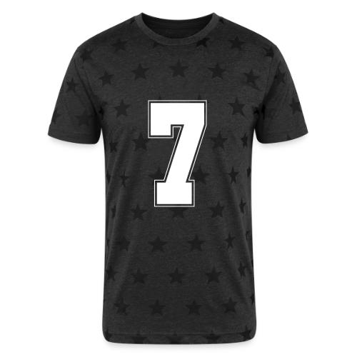 White Number 7 – Varsity Font - Unisex Adult Star Printed T-Shirt