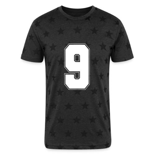 White Number 9 – Varsity Font - Unisex Adult Star Printed T-Shirt