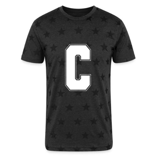 White Letter C – Varsity Alphabet Monogram - Unisex Adult Star Printed T-Shirt