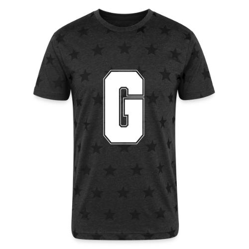 White Letter G – Varsity Alphabet Monogram - Unisex Adult Star Printed T-Shirt