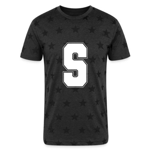 White Letter S – Varsity Alphabet Monogram - Unisex Adult Star Printed T-Shirt