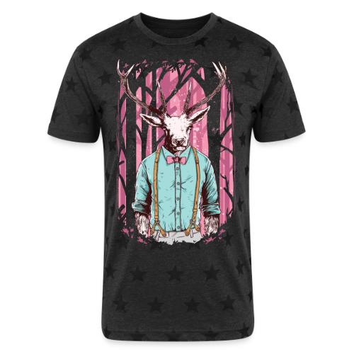 Fashion Deer with Bow Tie - Unisex Adult Star Printed T-Shirt