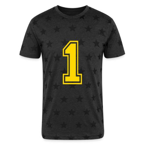 Number 1 in a classic athletic collegiate font - Unisex Adult Star Printed T-Shirt
