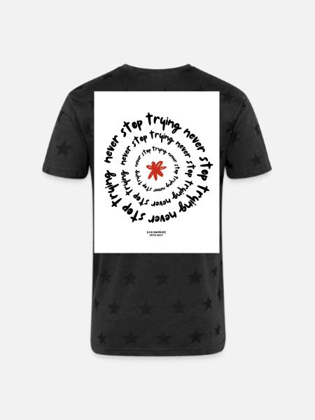Never Stop Trying - Unisex Adult Star Printed T-Shirt - charcoal star