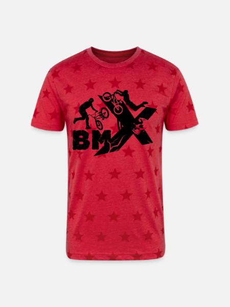 BMX Rider - Unisex Adult Star Printed T-Shirt - red star