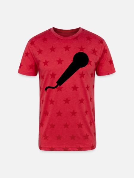Microphone - Unisex Adult Star Printed T-Shirt - red star