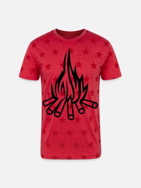 bonfire - Unisex Adult Star Printed T-Shirt - red star