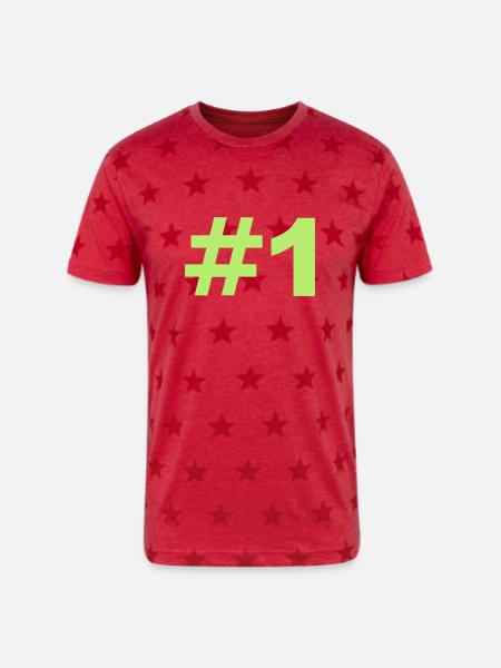 Number 1 - Unisex Adult Star Printed T-Shirt - red star