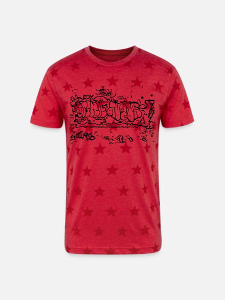 Graffiti street digital silhouette - Unisex Adult Star Printed T-Shirt - red star