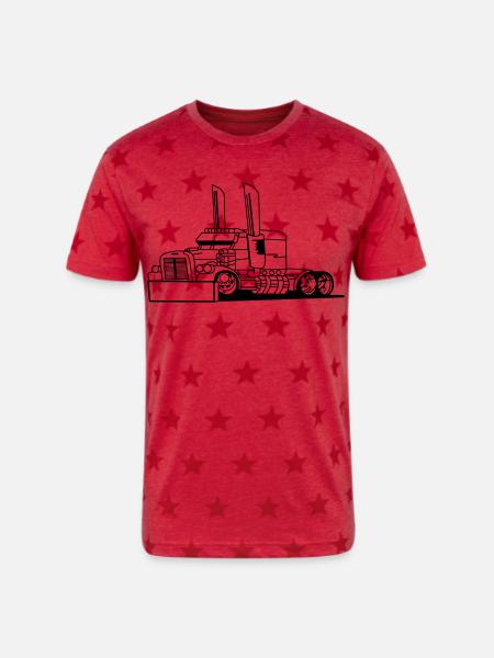 Comic style truck - Unisex Adult Star Printed T-Shirt - red star
