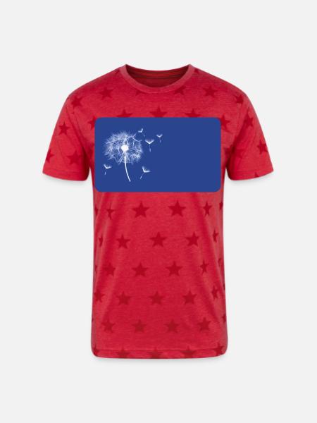 Dandelion blue | personalizable - Unisex Adult Star Printed T-Shirt - red star
