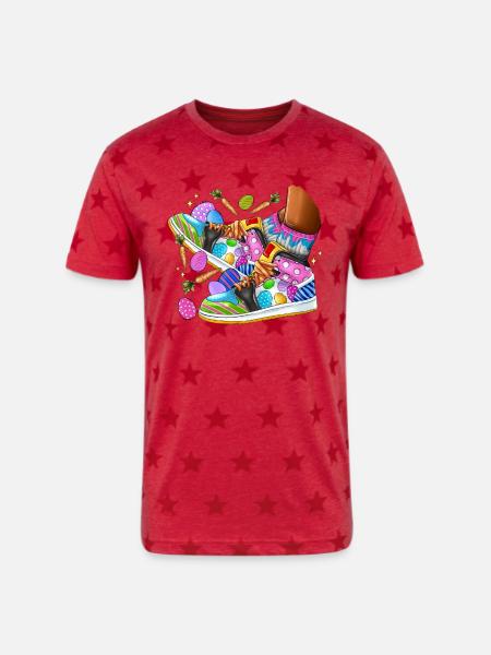 Easter Sneakers - Unisex Adult Star Printed T-Shirt - red star