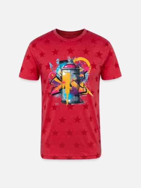 Vibrant Graffiti Spray Can Artwork - Unisex Adult Star Printed T-Shirt - red star