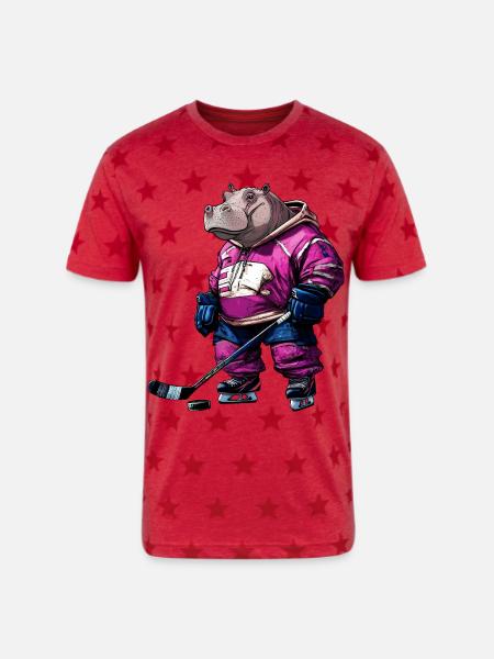 Hippos ice hockey - Unisex Adult Star Printed T-Shirt - red star