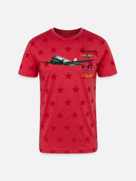C-47 - Unisex Adult Star Printed T-Shirt - red star