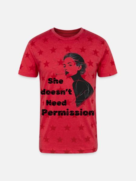 Noir Silhouette Smoking - Unisex Adult Star Printed T-Shirt - red star
