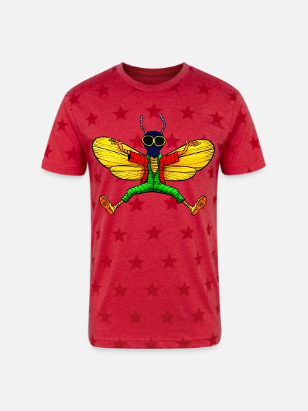 Fly Yogi - Unisex Adult Star Printed T-Shirt - red star