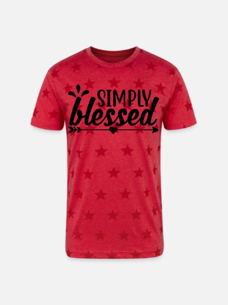Simply Blessed - Unisex Adult Star Printed T-Shirt - red star
