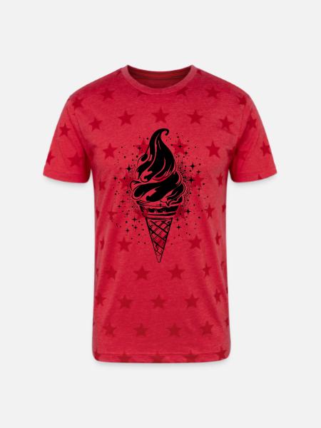 Ice Cream Cone Graphic - Unisex Adult Star Printed T-Shirt - red star