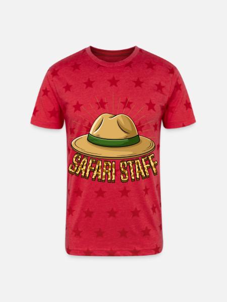 Safari Staff Hat Emblem - Unisex Adult Star Printed T-Shirt - red star
