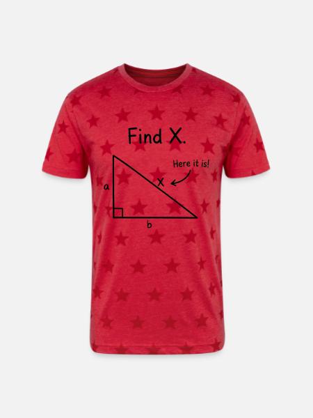 Find X Algebra Math Joke - Unisex Adult Star Printed T-Shirt - red star