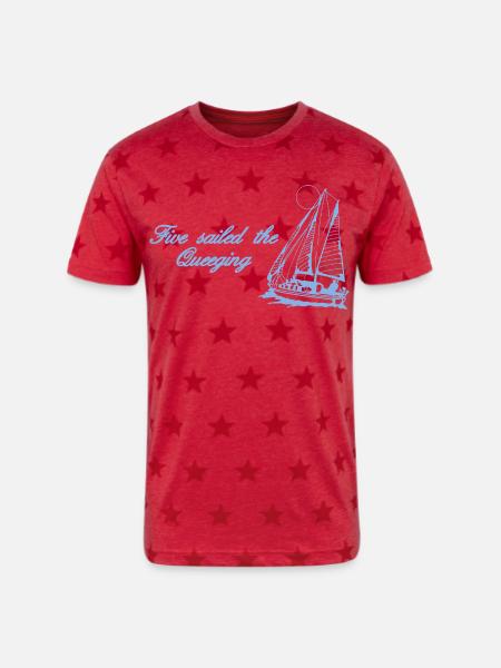 Five Sailed The Queeging - Unisex Adult Star Printed T-Shirt - red star