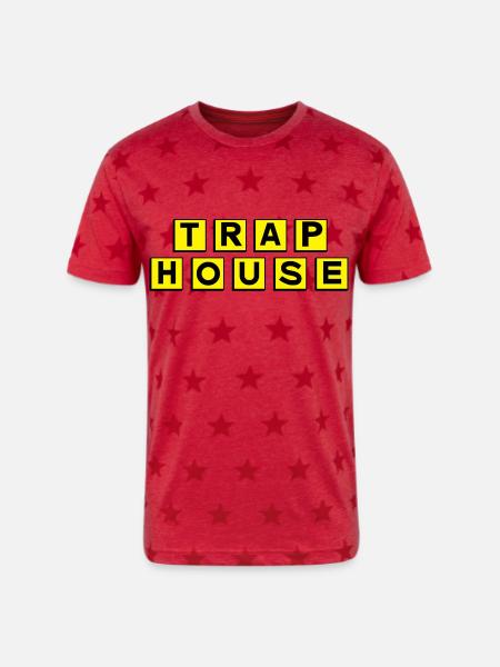 Trap House - Unisex Adult Star Printed T-Shirt - red star