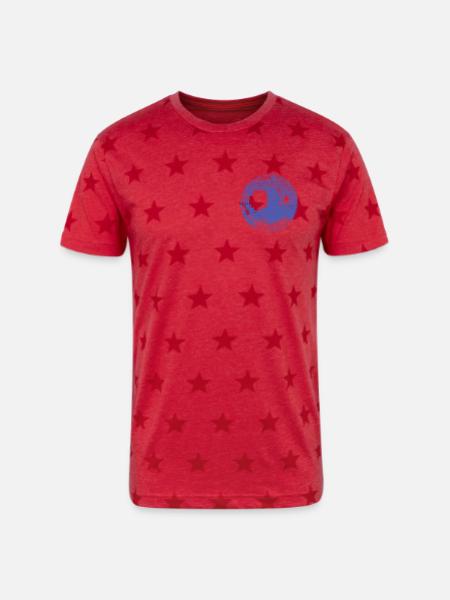 Retro Disco Ball - Unisex Adult Star Printed T-Shirt - red star