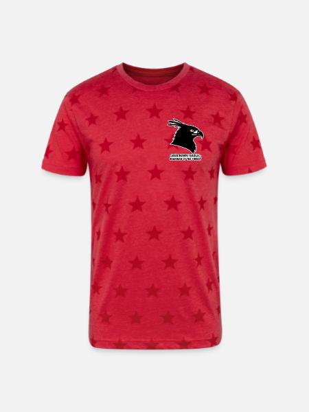 Java Hawk-Eagle: Forest Guardian - Unisex Adult Star Printed T-Shirt - red star